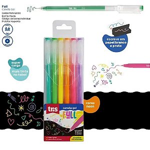 Caneta GEL TRIS FULL Neon 0.6MM 6 Cores Estojo