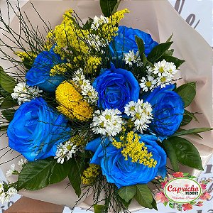 Buquê com 6 rosas Azuis