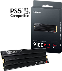 1TB Samsung 9100 PRO Com Dissipador 14.700MB/s SSD M.2 NVMe GEN5 PCIe 5.0 MZ-VAP1T0CW