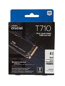 4TB Crucial T710 14.500MB/s SSD M.2 NVMe Gen5 PCIe 5.0 - CT4000T710SSD8