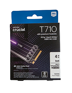 4TB Crucial T710 Dissipador 14.500MB/s SSD M.2 NVMe Gen5 PCIe 5.0 - CT4000T710SSD5