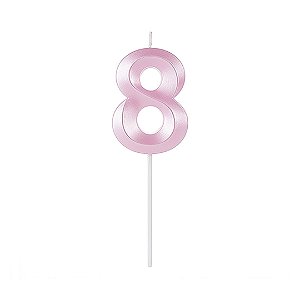 VELA COM RELEVO PEROLIZADA ROSA NO 8
