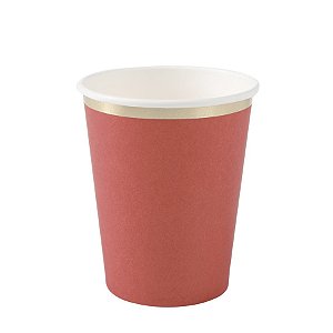COPO DE PAPEL VERMELHO COM BORDA DOURADA