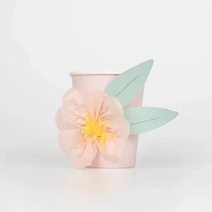 COPO COM APLIQUE FLORAL MERI MERI (8 UNIDADES)
