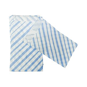 SAQUINHO DE PAPEL LISTRADO AZUL BEBÊ (50 UNIDADES)