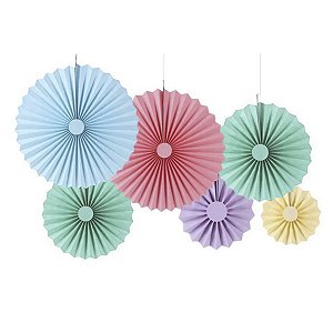 CONJUNTO DE LEQUES DECORATIVOS CANDY COLORS (6 UNIDADES)