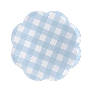 PRATO DE PAPEL XADREZ AZUL DAISY (8 UNIDADES)