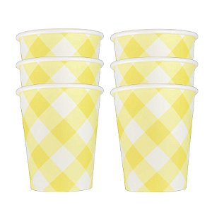 COPO DE PAPEL XADREZ AMARELO (8 UNIDADES)