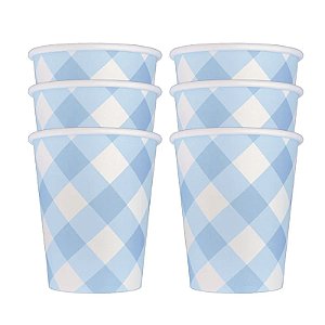 COPO DE PAPEL XADREZ AZUL (8 UNIDADES)