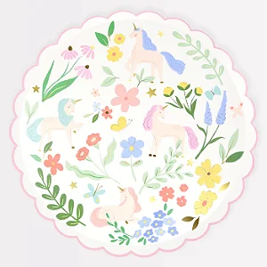 PRATO UNICÓRNIO MERI MERI G (8 UNIDADES)