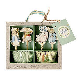 KIT PARA CUPCAKE PETER RABBIT MERI MERI (24 FORMINHAS + 24 TOPPERS)