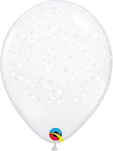 BALÃO 11" TRANSPARENTE COM ESTRELINHAS (UNIDADE)