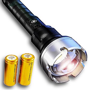 Lanterna Tática Intensity II LED XHP P90.V2 Duas Baterias 26650 Super Potente 9.350.000 Lumens Recarrega Celular