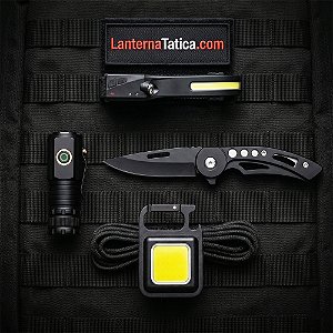 Kit Tático EDC Brutos-1 Com 4 Itens: Lanterna Brutos Mini + Canivete T-Force + Mini Refletor + Lanterna de Cabeça NanoBar