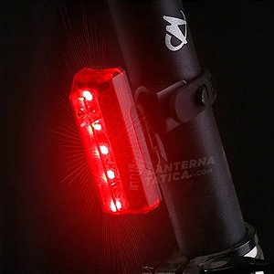 Lanterna Sinalizador Traseiro Para Bicicleta Potente Com 5 LEDs Bateria Recarregável Resistente a Chuva