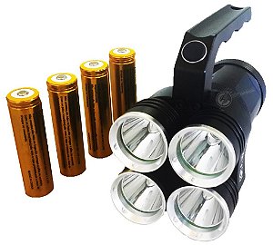 Lanterna Holofote Monster IV 1.920.000 Lumens Com 4 Leds XML T6 L2 Super White e 4 Baterias Gold 888.000w Tática