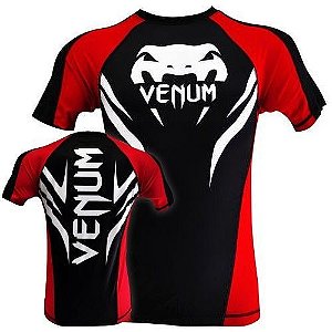 CAMISA DE LYCRA VENUM "ELECTRON 2.0" PRETO/VERMELHO - MANGA CURTA