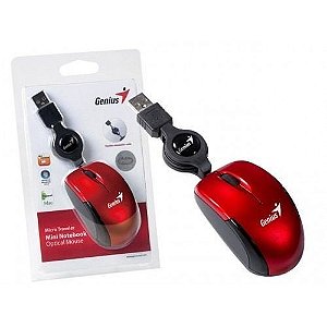 Mouse Genius Retractil Micro Traveler Laser Usb, Laptop, Pc - vermelho
