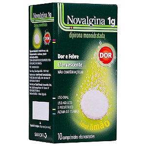 NOVALGINA 1G. C/10 COMP.EFEVER SB.LIMÃO DIPIRONA MONOIDRATADA