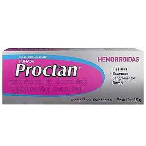 PROCTAN POMADA PARA HEMORROIDAS 25G. C/6 APLICADORES ( HIDROCORTISONA LIDOCAÍNA BISMUTO ZINCO )