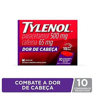 TYLENOL 500MG+65MG C/10 COMP.REVESTIDOS PARACETAMOL + CAFEÍNA
