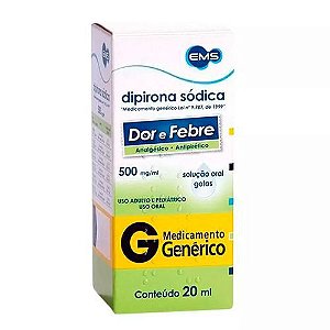 DIPIRONA MONOIDRATADA 500MG/ML GTS 20ML (EMS)