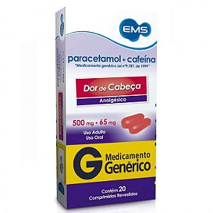 PARACETAMOL+CAFEÍNA 500MG+65MG C/20 COMP.REVEST. (EMS)
