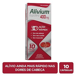 ALIVIUM 400MG C/10 CÁPS.LÍQUIDAS IBUPROFENO (VALIDADE 05/2025)