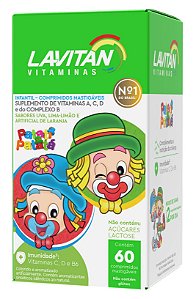 LAVITAN KIDS C/60 COMP.MASTIGÁVEIS SB.UVA/LIMA-LIMÃO/LARANJA