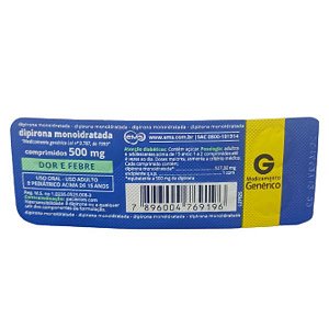 DIPIRONA MONOIDRATADA 500MG C/10 COMPRIMIDOS (EMS)