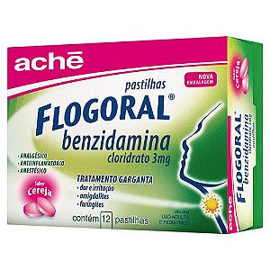 FLOGORAL PASTILHAS 3MG C/12 UNIDADES SB.CEREJA