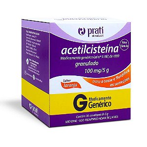 ACETILCISTEÍNA 100MG/5G. SACHÊ GRANULADO C/16 ENVELOPES SB.LARANJA (PRATI)