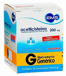 ACETILCISTEÍNA 200MG/5G. SACHÊ GRANULADO C/16 ENVELOPES SB.LARANJA (EMS)
