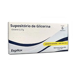 SUPOSITÓRIO GLICERINA ESGRILAX C/6 UNIDADES - ADULTO