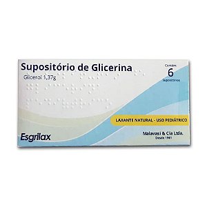 SUPOSITÓRIO GLICERINA ESGRILAX C/6 UNIDADES - PEDIÁTRICO