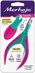 ALICATE PARA CUTÍCULAS + CORTADOR DE UNHAS MERHEJE TOUCH AFIADO
