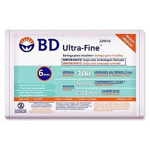 SERINGA BD ULTRA-FINE 6MM INSULINA 1ML