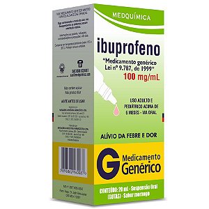 IBUPROFENO 100MG/ML FR.C/20ML SB.MORANGO (MEDQUIMICA)