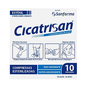 COMPRESSAS ESTERELIZADAS 15CM X 15CM NÃO ADERENTE C/10 UNIDADES SANFARMA
