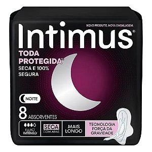 INTIMUS NOTURNO TODA PROTEGIDA COBERTURA SECA C/ABAS 8 ABSORVENTES