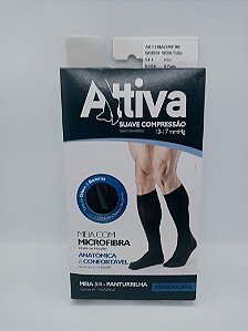 MEIA COMPRESSÃO MASCULINA ATTIVA 13-17mmHg S.C / P.F 3/4 TAM.M PRETA