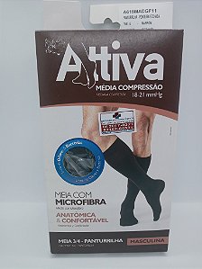 MEIA COMPRESSÃO MASCULINA ATTIVA 18-21mmHg M.C / P.F 3/4 TAM.G MARROM