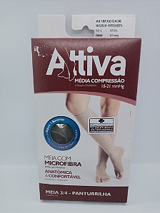MEIA COMPRESSÃO FEMININA ATTIVA 18-21mmHg M.C / P.A 3/4 TAM.G NATURAL