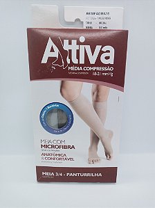 MEIA COMPRESSÃO FEMININA ATTIVA 18-21mmHg M.C / P.A 3/4 TAM.M NATURAL