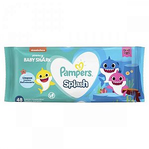 LENÇOS UMEDECIDOS PAMPERS SPLASH BABY SHARK C/48 UNIDADES