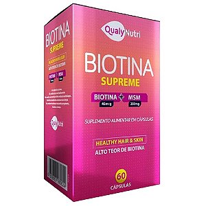 BIOTINA SUPREME 45MCG + MSM 250MG SUPLEMENTO HEALTHY HAIR & SKIN C/60 CÁPSULAS