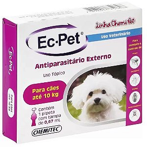 EC-PET CÃES ANTIPARASITÁRIO EXTERNO ATÉ 10KG C/1 PIPETA CHEMITEC