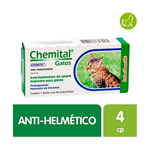 CHEMITAL GATOS PRAZIQUANTEL C/4 COMPRIMIDOS