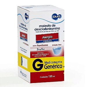 MALEATO DE DEXCLORFENIRAMINA 2MG/5ML XAROPE FR.C/120ML SB.FRAMBOESA (EMS)