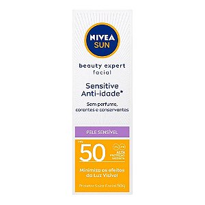 NIVEA SUN BEAUTY EXPERT FACIAL SENSITIVE ANTI-IDADE 50FPS C/50G.